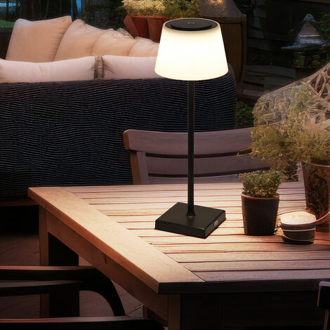 Lampada da tavolo lampada da tavolo per esterno bianco nero LED touch dimmer batteria dimmerabile luce da giardino USB, bianco caldo-bianco freddo, DxH 13,1x38 cm