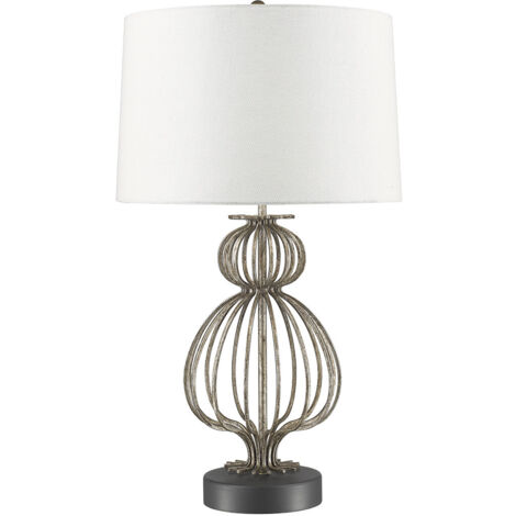 Lampada da tavolo, lampada laterale, lampada da soggiorno, acciaio, crema, argento, H 72,4 cm