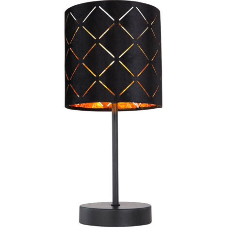 Lampada da tavolo Lampada laterale Lampada da tavolo a LED Lampada da soggiorno Lampada di design con paralume in tessuto, metallo nero, 5W 470lm bianco caldo, DxH 15x35 cm