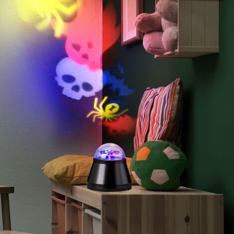 Lampada da tavolo lampada laterale lampada da tavolo lampada da comodino Halloween lampada per bambini, plastica nera, cambio colore RGB rotante, H 10,5 cm