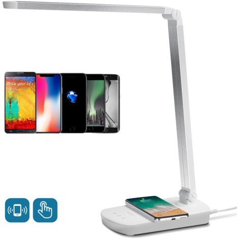 Lampada da tavolo Led Bianca 5W con ricarica wireless e USB Dimmerabile con temperatura colore regolabile Aigostar
