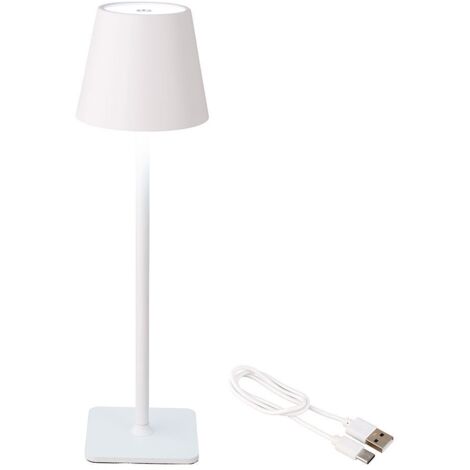 Lampada da Tavolo LED Bianca per Esterno e Interno 37cm Ricaricabile 894378