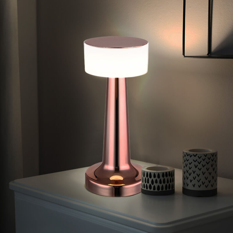 Image of Lampada da tavolo LED dimmerabile a batteria touch dimmer lampada da tavolo lampada da comodino, color rame, 1W 55lm bianco caldobianco freddo, DxH