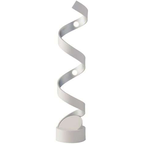 "Lampada da tavolo LED HELIX in alluminio bianco e argento 12W luce calda"