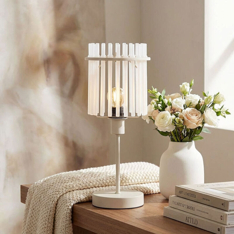 Lampada da tavolo LED Lampada da comodino Aste in vetro Lampada da camera da letto color sabbia satinata, 1x LED 6W 700Lm bianco caldo, DxH 15x37,5 cm