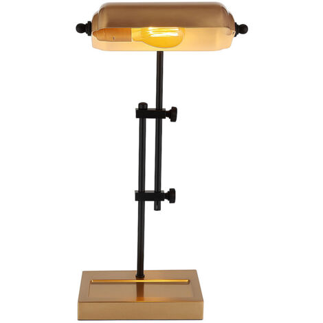 Lampada da tavolo LED Lampada da tavolo Lampada da lettura Lampada da camera da letto Lampada da soggiorno Lampada Banker, metallo color oro nero, E27 LED bianco caldo, H 50 cm