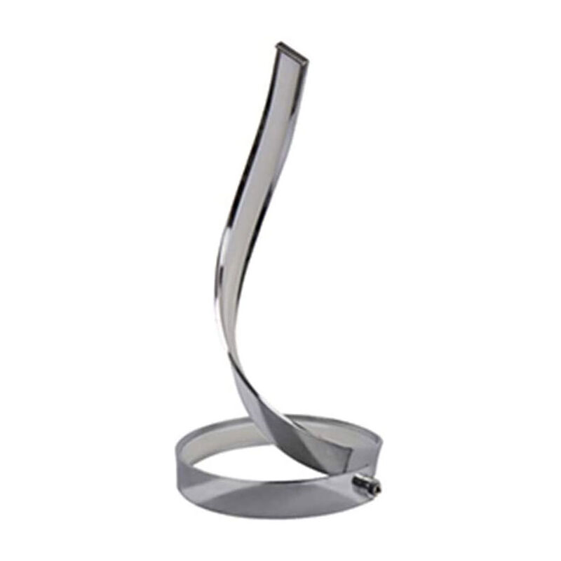 Image of Lampada da tavolo led moderna stilizzata a spirale curva 12 watt luce da comodino argento luce calda 3000k