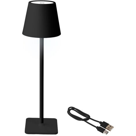 Lampada da Tavolo LED Nera per Esterno e Interno 17cm Ricaricabile 894376