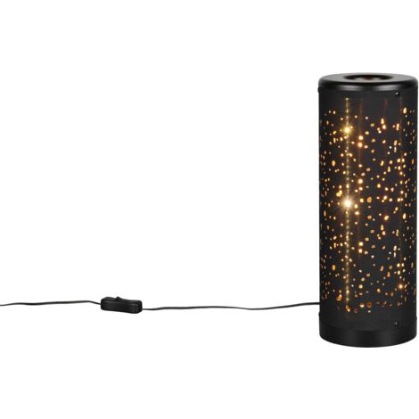 Lampada da tavolo LED, plastica e tessuto, nero opaco, H 35 cm, Taco