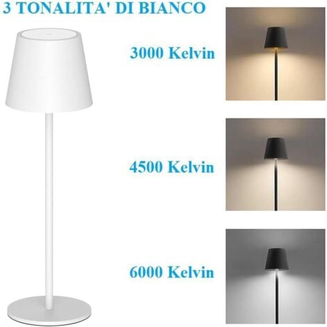 HOUSECURITY LAMPADA DA TAVOLO LED RICARICABILE SIMILE POLDINA TOUCH DIMMER BIANCA