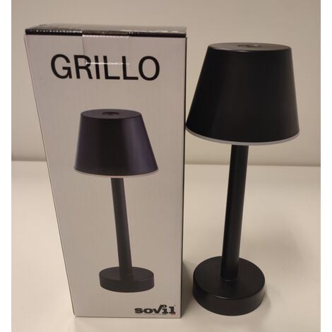 Lampada da tavolo led ricaricabile sovil grillo 3w 3000k nero - 97901/06
