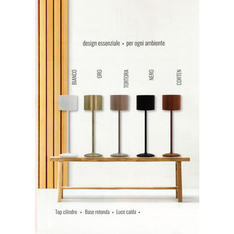 LAMPADA DA TAVOLO LED RICARICABILE TOUCH DIMMERABILE BAR RISTORANTE TONDA PREQU', "Corten"