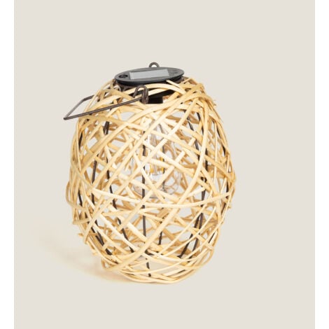 Lampada da Tavolo LED Solare per Esterno in Rattan Baihar Naturale