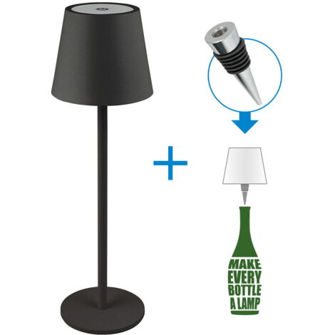 Lampada da tavolo Led touch Alba Nera 1,2W portatile e da bottiglia a batteria ricaricabile USB Novaline