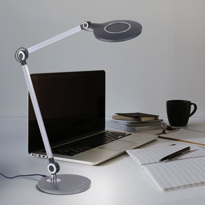 Image of Lampada da tavolo led touch lampada da tavolo lampada da tavolo orientabile con touch dimmer, cct, alluminio nero argento, 9W 550Lm bianco