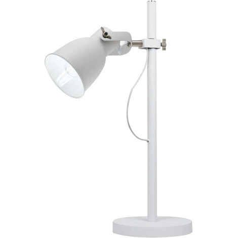"Lampada da tavolo LEGEND in metallo bianco con finiture nichel"