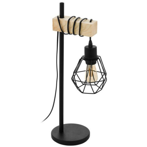 Lampada da Tavolo Legno Vintage con Paralume Townshend 5 Eglo