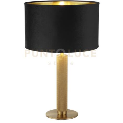 Lampada da tavolo London - Ottone zigrinato e paralume in velluto nero