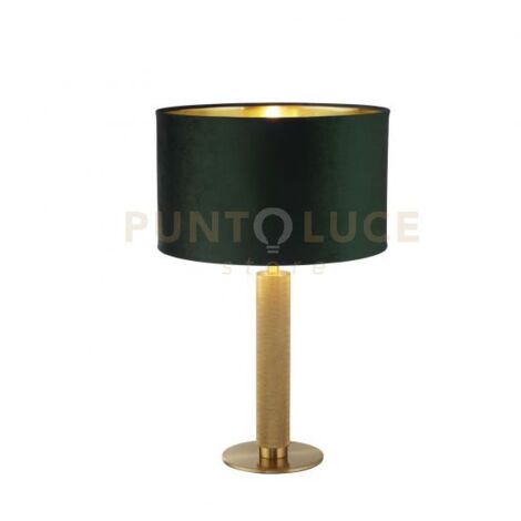 Lampada da tavolo London - Ottone zigrinato e paralume in velluto verde