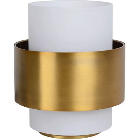 Lampada da tavolo Lucide Firmin vetro bianco oro E27