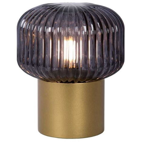 Lampada da tavolo Lucide JANY ottone vetro fumé E14 40W