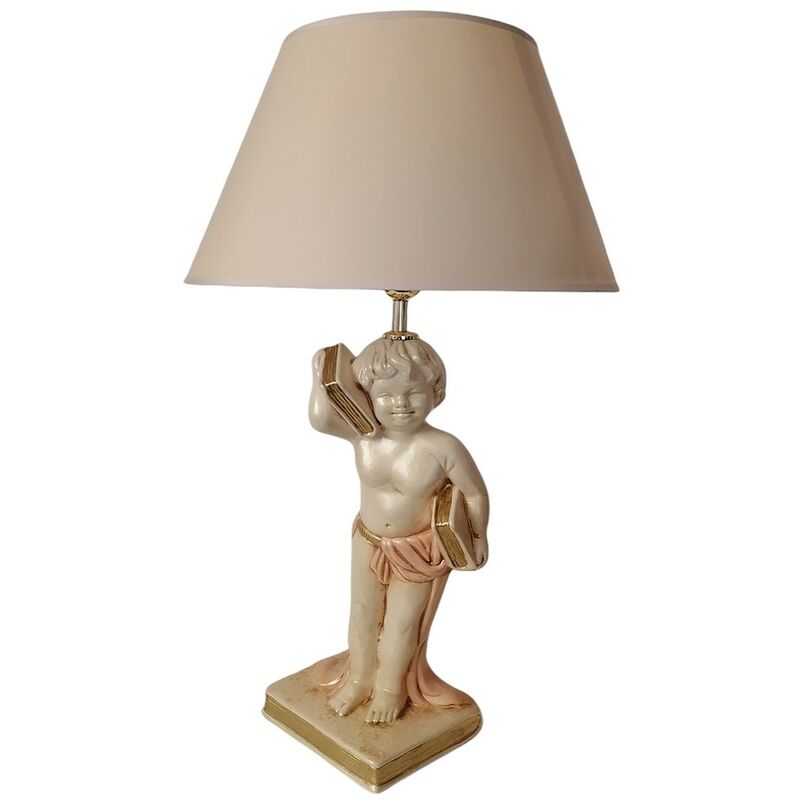 Image of Cosedacasa - Lampada da Tavolo Lume Comodino in Ceramica angelo libro Abatjour Design stile vintage made in Italy h66 oro Beige salmone