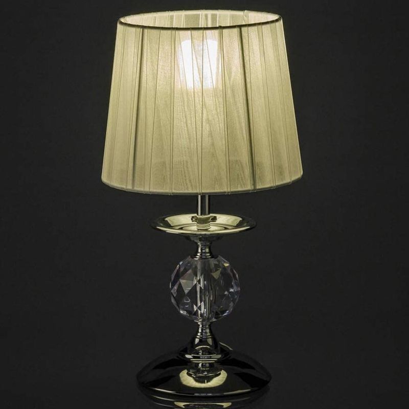 Image of Lampada da tavolo Lume da Comodino in Cristallo e Tessuto Bianco Abatjour 17x31