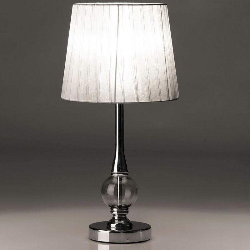Image of Lampada da tavolo Lume da Comodino in Cristallo e Tessuto Bianco Abatjour 22x44
