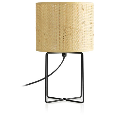 Lampada da tavolo Luminex Rattan nera crema E27 15W 31cm
