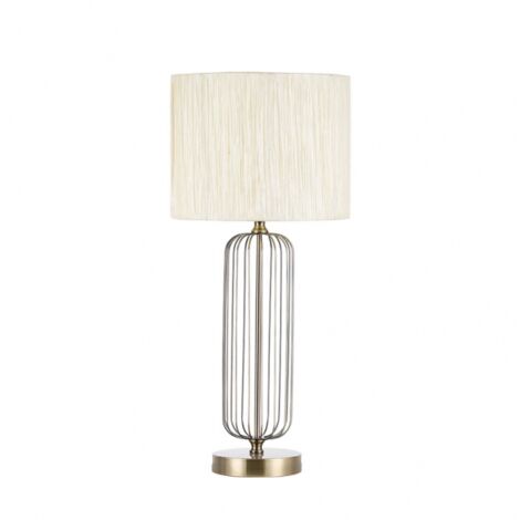 lampada da tavolo mansonia 1xe27 pelle c/pantalone beige 66x30x30 cm