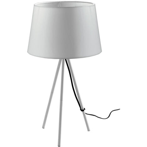 "Lampada da tavolo MARILYN in metallo bianco con paralume in cotone"