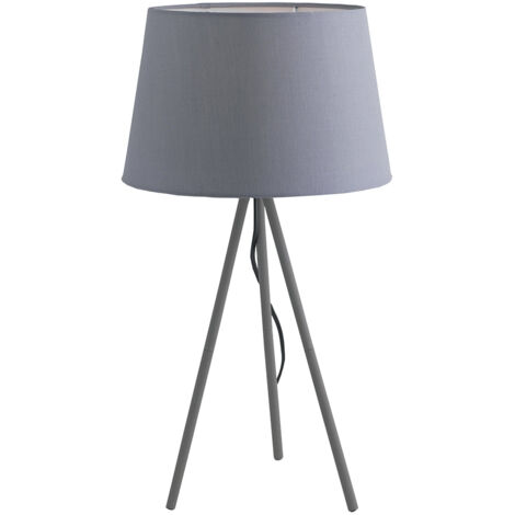 "Lampada da tavolo MARILYN in metallo grigio con paralume in cotone"
