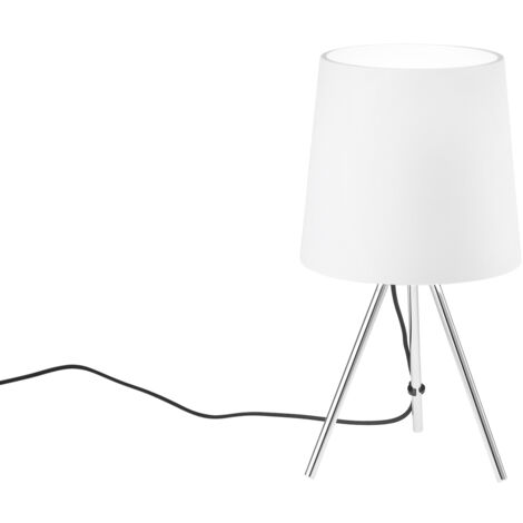 "Lampada da tavolo MARLEY in metallo argento con paralume in alluminio bianco"