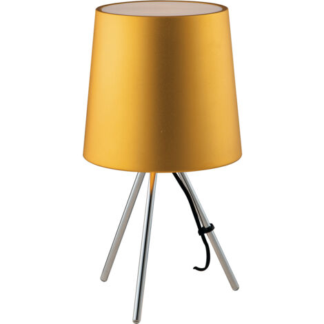 "Lampada da tavolo MARLEY in metallo argento con paralume in alluminio oro"