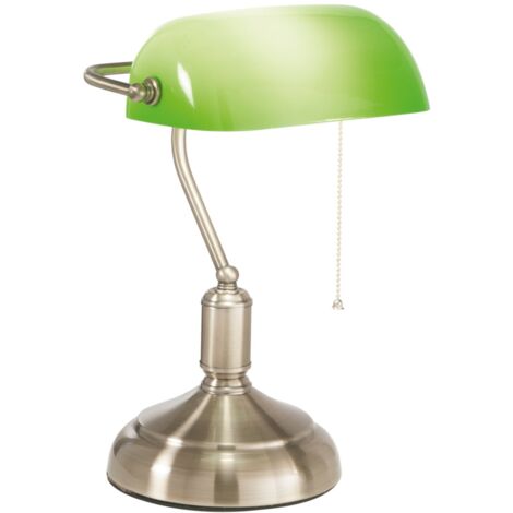 Lampada da tavolo MARSHALL in metallo bronzo con diffusore in vetro verde