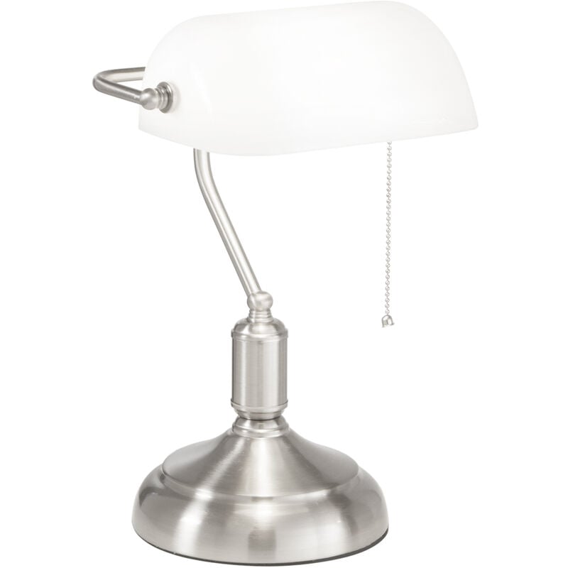 Image of Lampada da tavolo MARSHALL in metallo nichel con diffusore in vetro bianco - Bianco