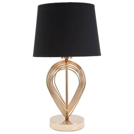 Lampada da tavolo "Maxt" in metallo color oro e tessuto colore nero per interni -Ø 24 x 44 cm