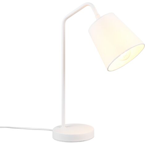Lampada da tavolo, metallo, bianco opaco, 14x45x30 cm, Buddy