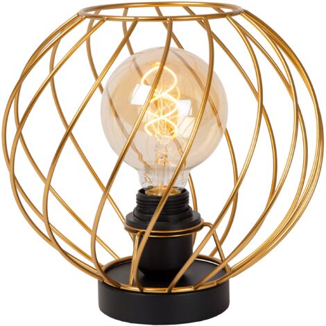 Lampada da tavolo metallo Danza Lucide nera oro Ø25 E27