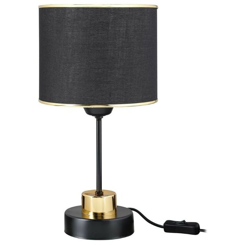 Lampada da tavolo metallo e paralume tessuto nero