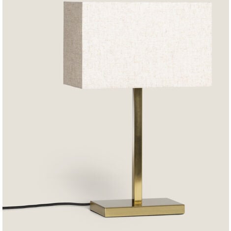 LEDKIA Lampada da Tavolo Metallo e Stoffa con Porta USB e Interruttore Touch Katie Oro