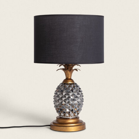Lampada da Tavolo Metallo e Tessuto Samoa  Nero