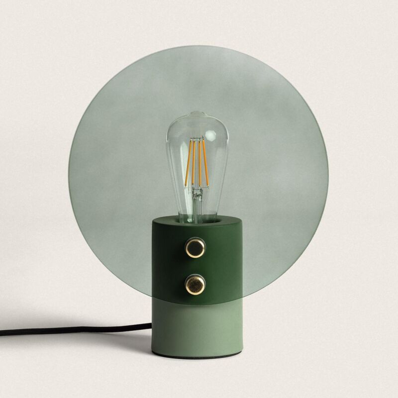 Image of Lampada da Tavolo Metallo e Vetro Katia Verde