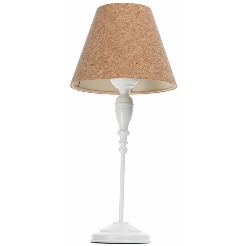 Image of Lampada da tavolo Metallo Sughero 39 cm Bianco Natura Moderna E27 Lampada da comodino - Bianco, Natura