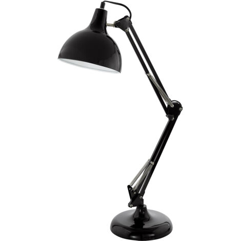 Lampada Da Tavolo Minimal Borgillio Acciaio Nero 1 Luce E27
