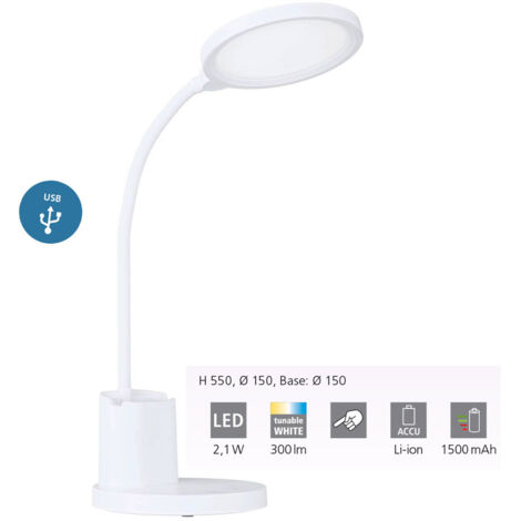 Lampada Da Tavolo Minimal Brolini Policarbonato Bianco Luce Led Integrato 2,1W