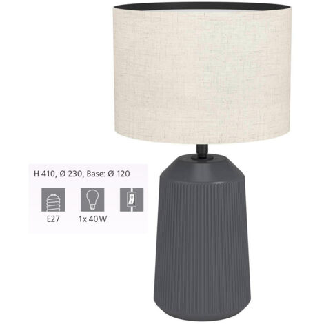 Lampada Da Tavolo Minimal Capalbio Ceramica Grigio 1 Luce E27