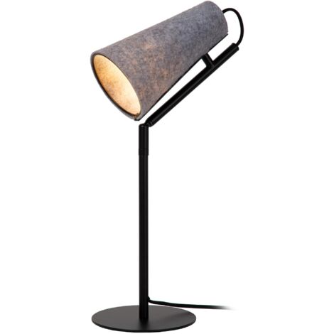 Lampada da tavolo minimal nera, paralume feltro grigio E27 Lucide