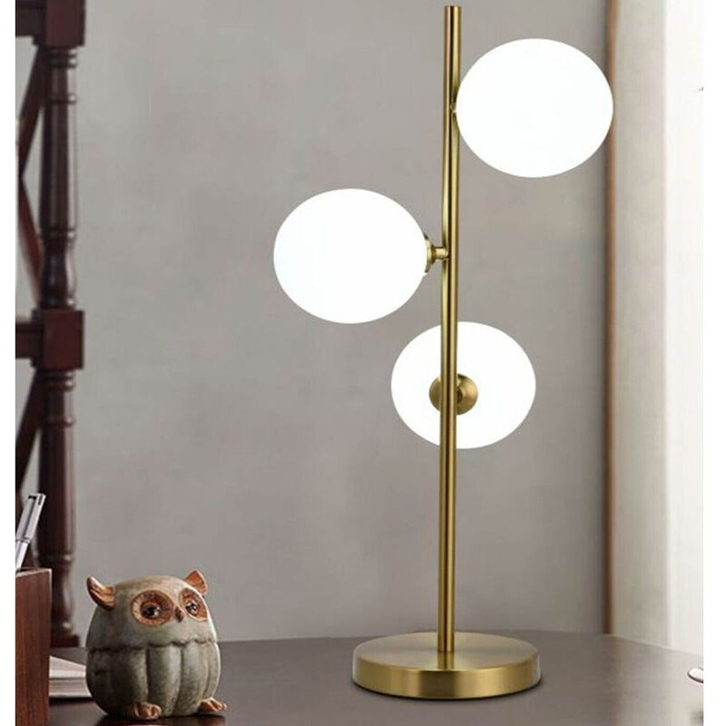 Image of Vetrineinrete - Lampada da tavolo minimalista bronzo con 3 sfere piantana da terra con stelo per soggiorno open space