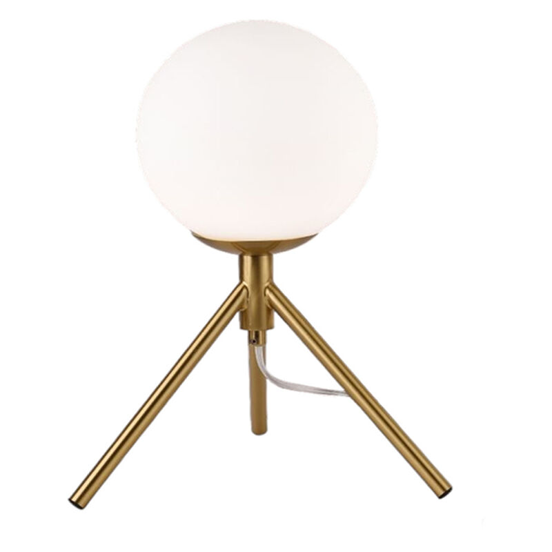 Image of Vetrineinrete - Lampada da tavolo minimalista bronzo treppiedi con sfera lume abat jour per soggiorno open space G9